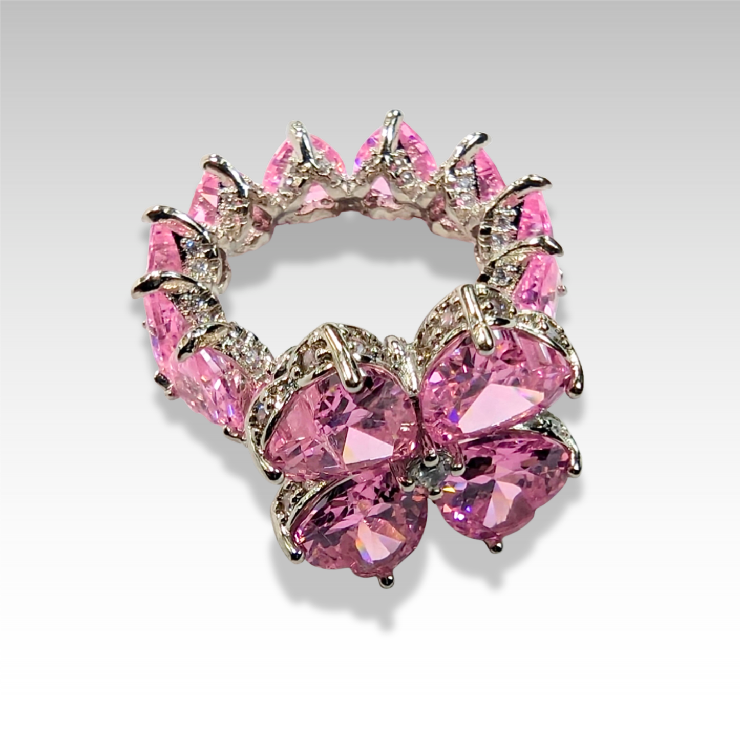 Signature Icy Clover Ring Rosy Bloom