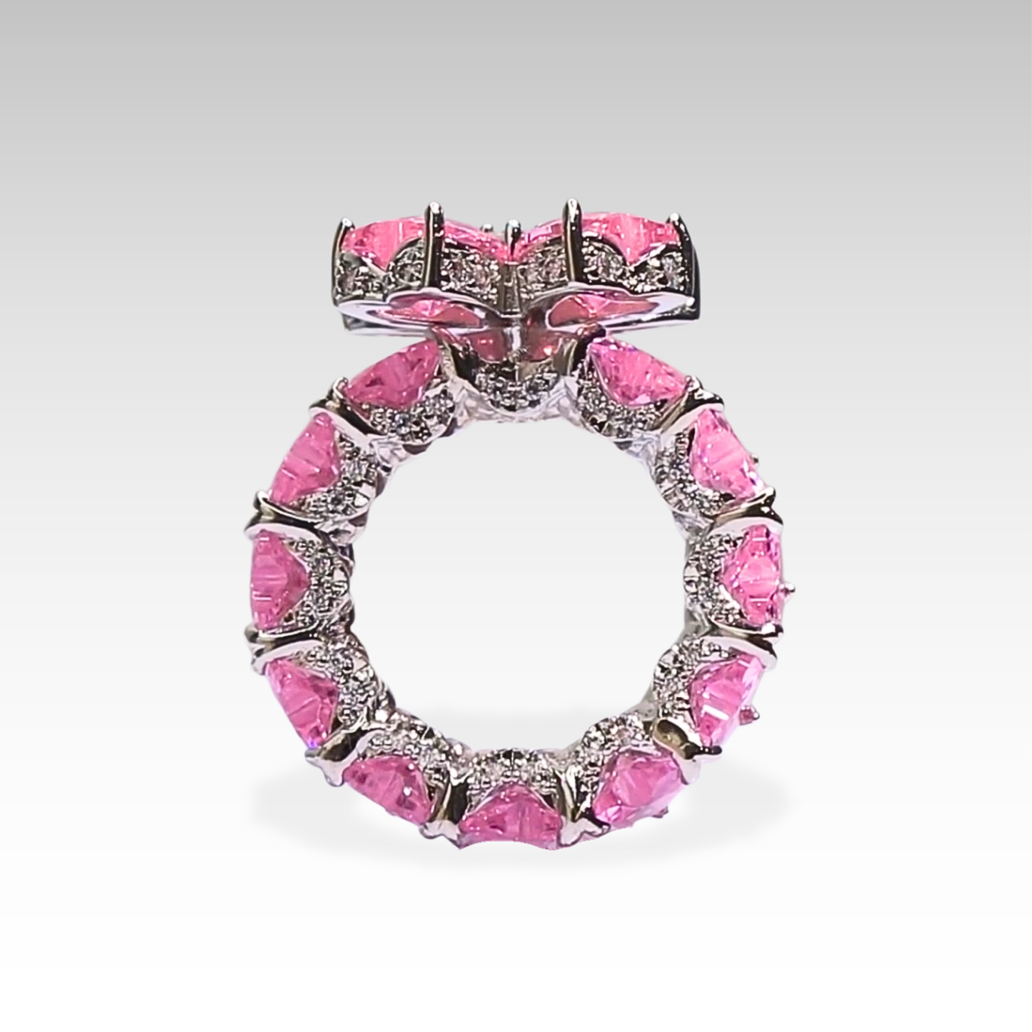 Pink Aura Clover Ring