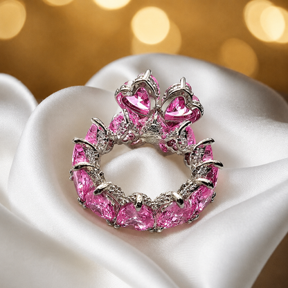 Pink Aura Clover Ring