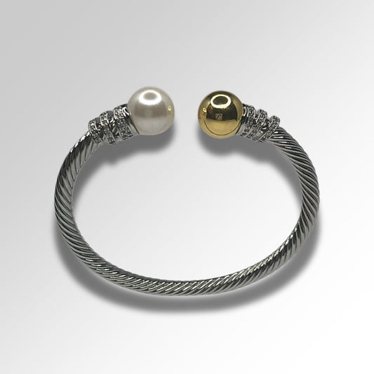 Twisted Pearl Bangle