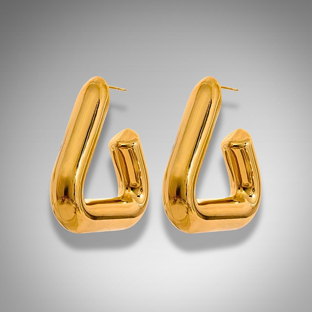 Golden Trigon Hoop Earrings