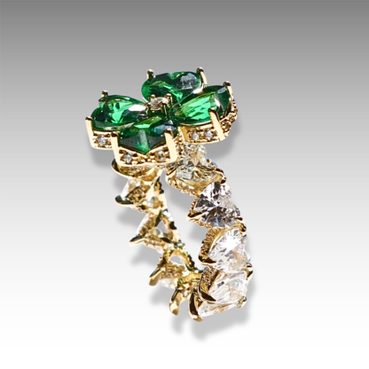 Signature clover emerald & white cubic zirconia with gold tone