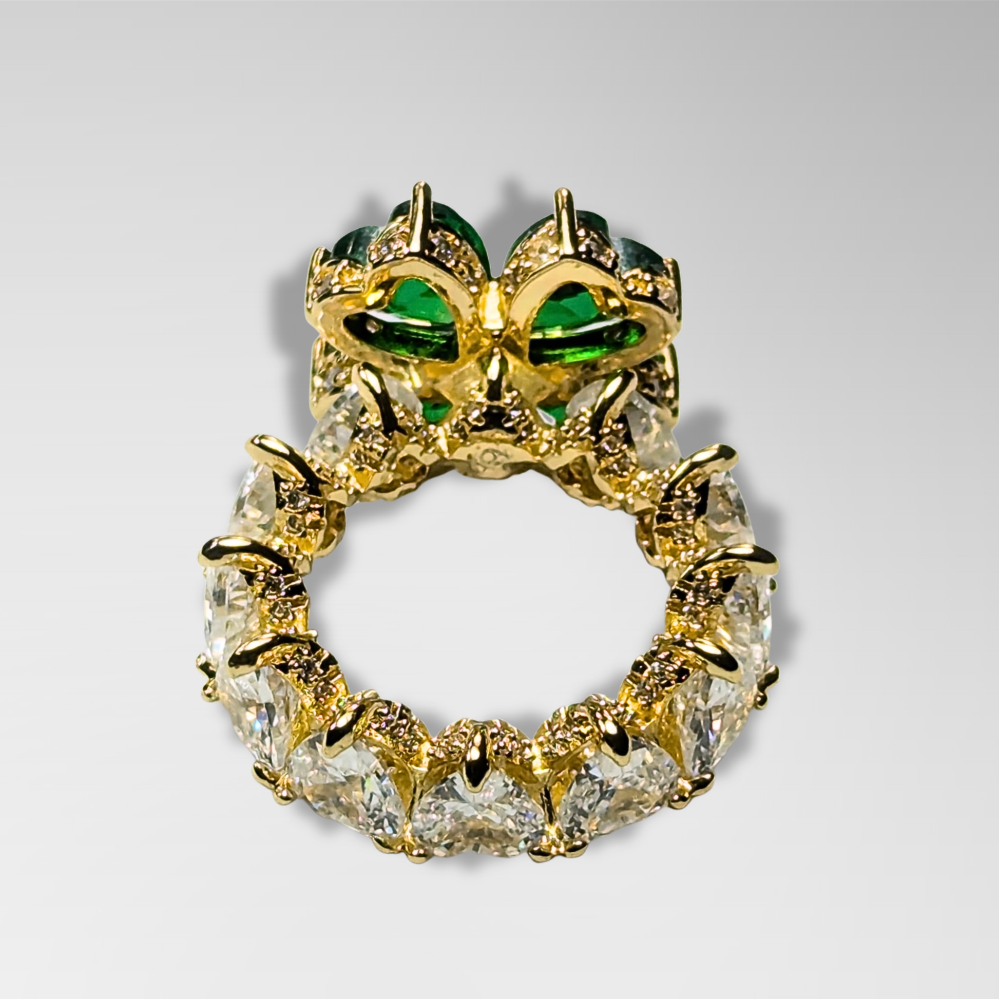 Signature clover emerald & white cubic zirconia with gold tone