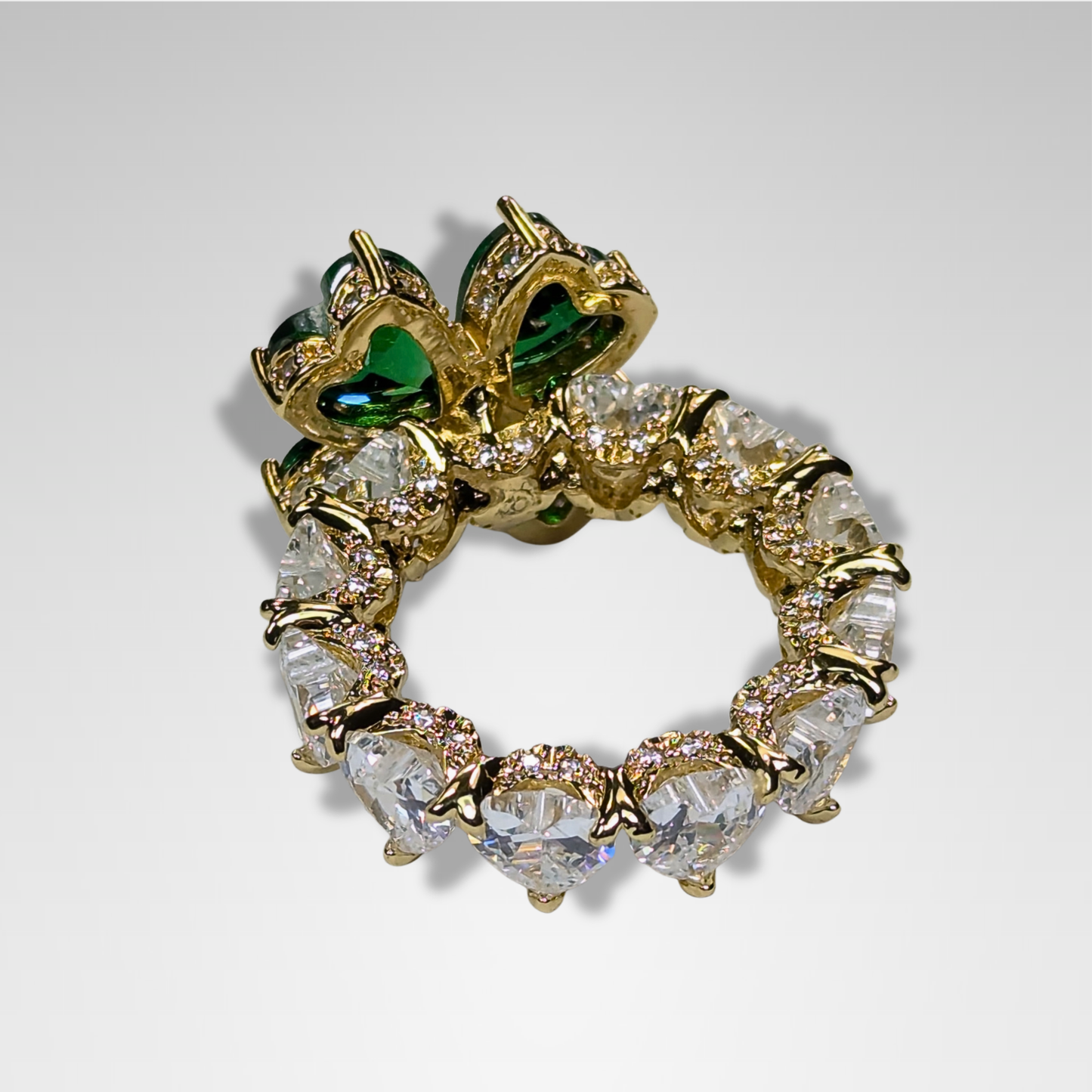 Signature clover emerald & white cubic zirconia with gold tone