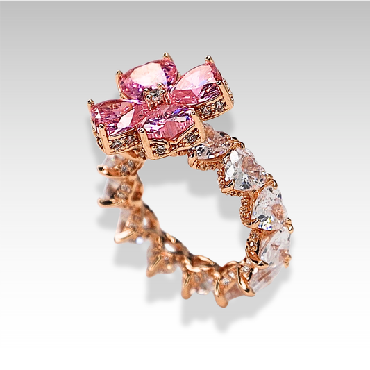 Signature Clover with Pink & White gemstones Rose Gold tones
