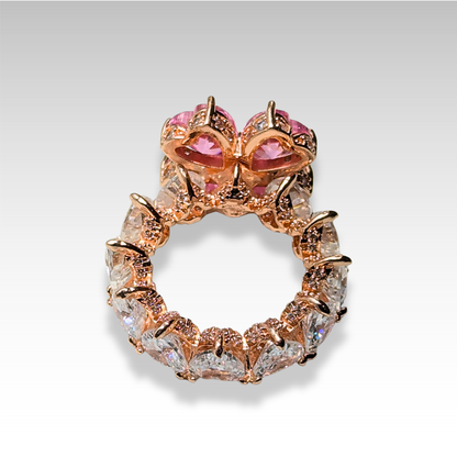 Signature Clover with Pink & White gemstones Rose Gold tones