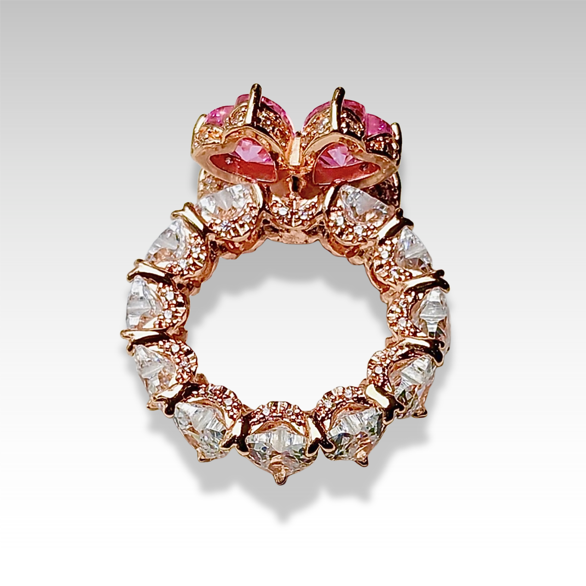 Signature Clover with Pink & White gemstones Rose Gold tones