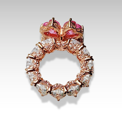 Signature Clover with Pink & White gemstones Rose Gold tones