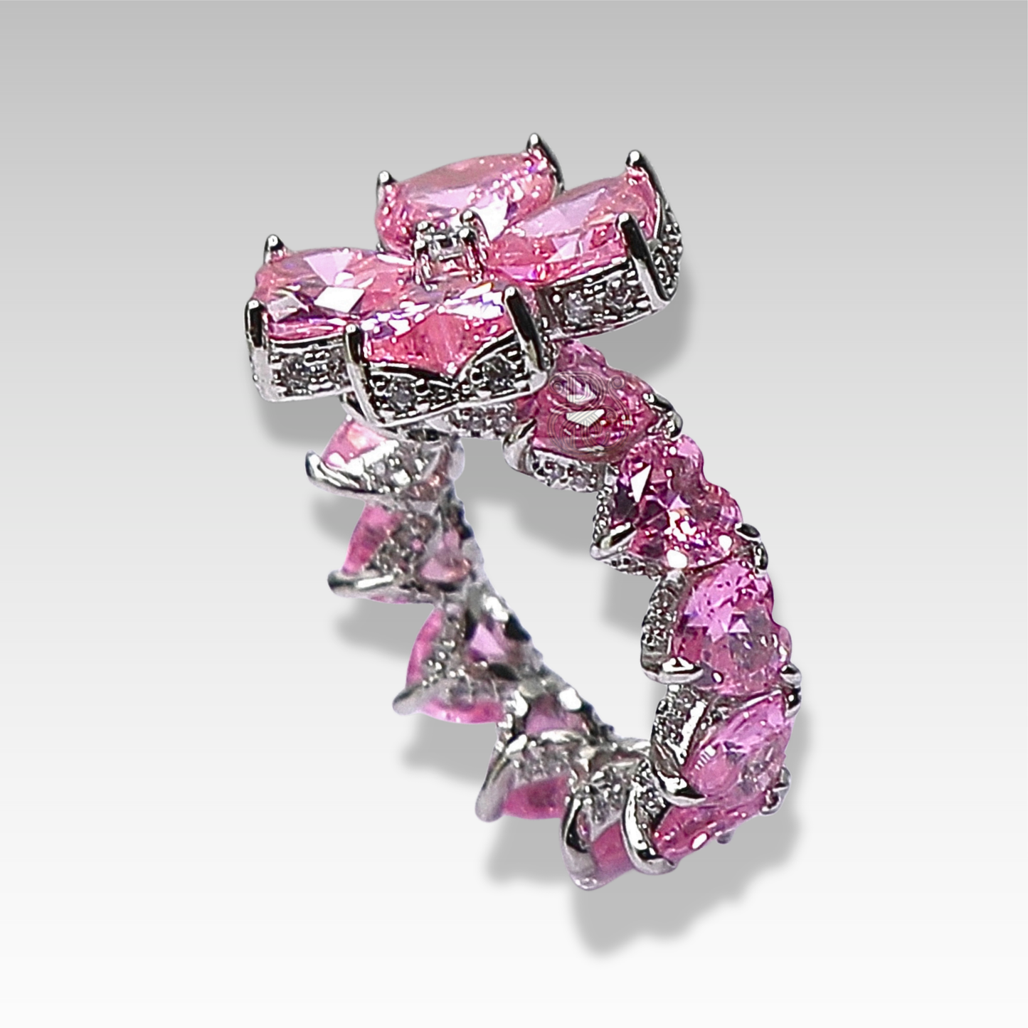 Signature Icy Clover Ring Rosy Bloom