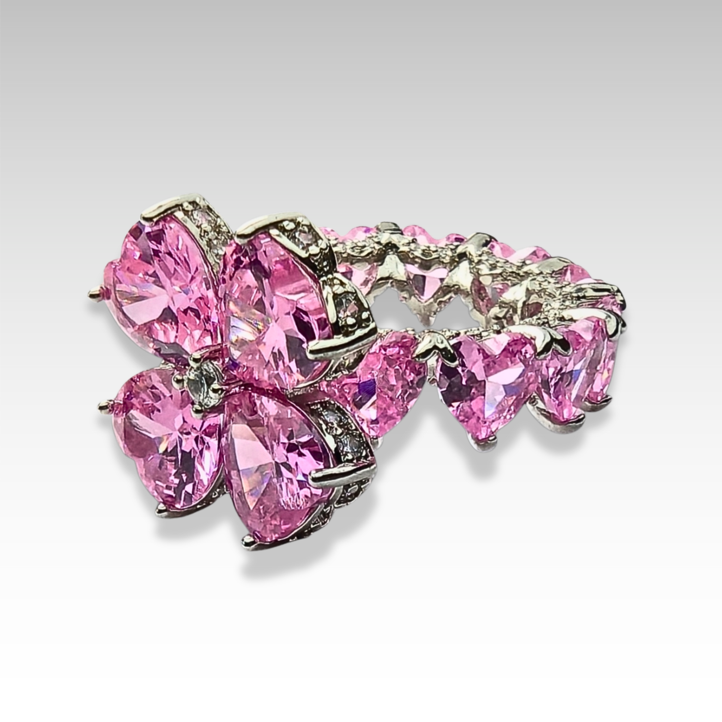 Signature Icy Clover Ring Rosy Bloom