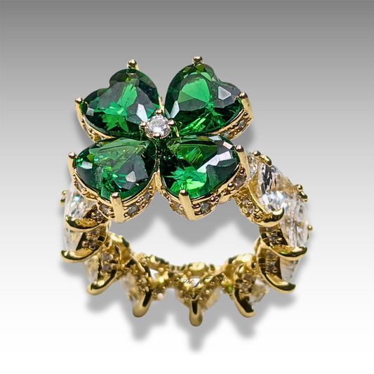 Signature clover emerald & white cubic zirconia with gold tone