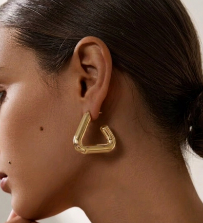 Golden Trigon Hoop Earrings